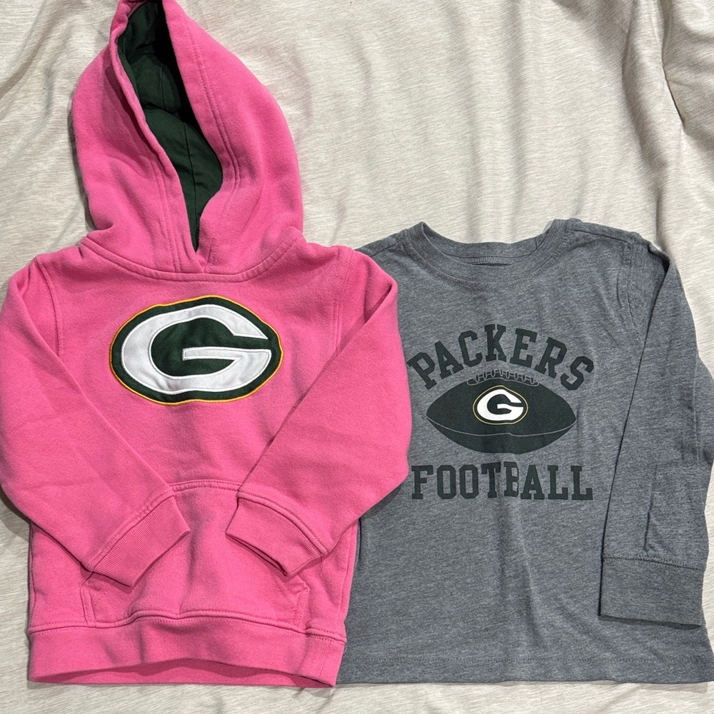 Kids Pink Hoodie and Gray Long Sleeve Shirt Set